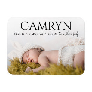 Type Gras Bébé Naissance Faire-part photo Magnet