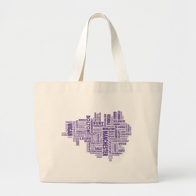 Type map of Greater Manchester Large Tote Bag (Front)