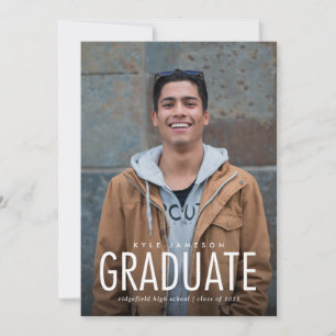 Type minimal moderne Photo Graduation Invitation
