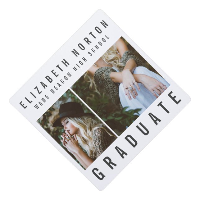 Type modern elegant photo graduation cap topper (Front)