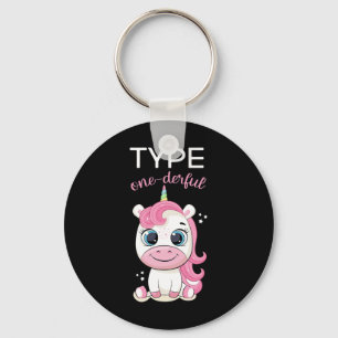 Type One-derful Diabetes Awareness T1d Unicorn Dia Keychain
