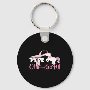 Type One derful - Diabetes Awareness - Unicorn - S Keychain