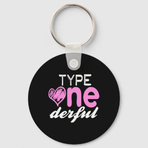 Type One-derful Girls Fun T1d Diabetes Awareness Keychain