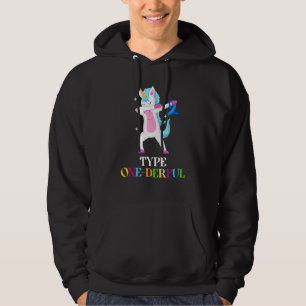 Type one derful T1D warrior Diabetes Awareness Blu Hoodie
