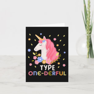 Type One-Derful Unicorn Fun Diabetic Type 1 Diabet Card