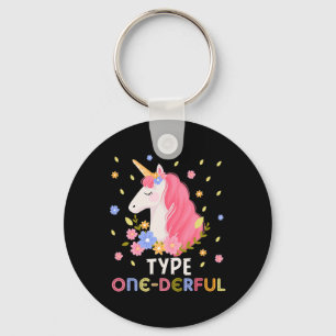 Type One-Derful Unicorn Fun Diabetic Type 1 Diabet Keychain