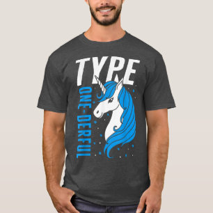 Type One Derful Unicorn T1D Girls Diabetes Awarene T-Shirt