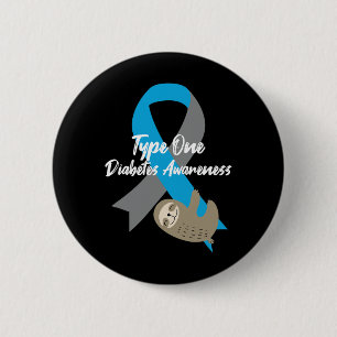 Type One Diabetes Awareness Fun Sloth And Ribbon T 2 Inch Round Button