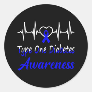 Type One Diabetes Diabetic T1d Awareness Heartbeat Classic Round Sticker