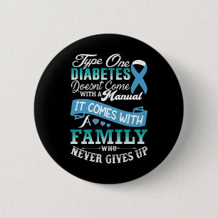 Type One Diabetes For Family Blue Ribbon Diabetic  2 Inch Round Button