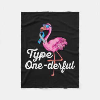 Type Onederful Cute Flamingo Type 1 Diabetes Aware Fleece Blanket