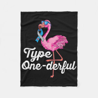 Type Onederful Cute Flamingo Type 1 Diabetes Aware Fleece Blanket
