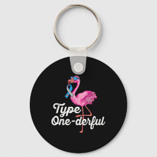 Type Onederful Cute Flamingo Type 1 Diabetes Aware Keychain