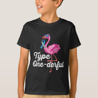 Type Onederful Cute Flamingo Type 1 Diabetes Aware T-Shirt