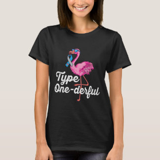 Type Onederful Cute Flamingo Type 1 Diabetes Aware T-Shirt