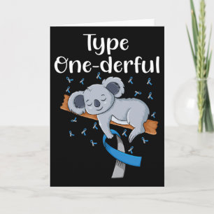 Type Onederful Koala Diabetes Ribbon T1d Diabetes  Card