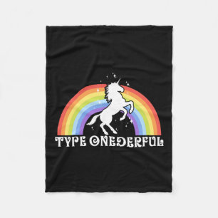 Type Onederful Type 1 Diabetes Unicorn Rainbow Awa Fleece Blanket