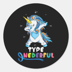 Type Onederful Unicorn Dub Type 1 Diabetes Awarene Classic Round Sticker