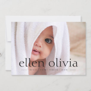 Type simple Bébé Fille Naissance Photo Faire-part