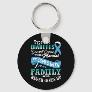 Type Two Diabetes For Family Blue Ribbon Diabetic  Keychain
