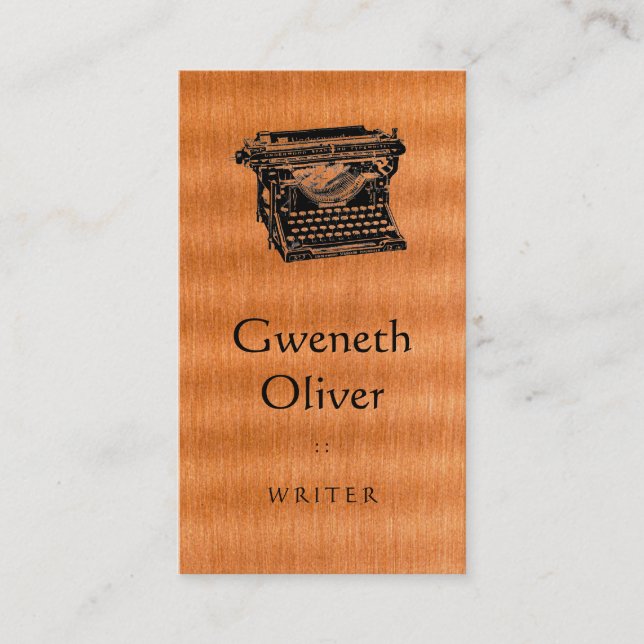 Type Writing Machine on Copper Texture Business Card (Front)