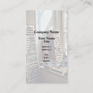 Typecases by Window of Print Shop Business Card