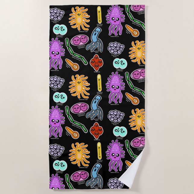 Types Of Bacteria Beach Towel (Front)
