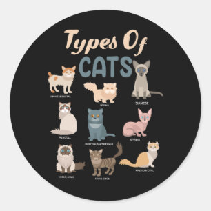 Types Of Cat Comparison Cat Pet Animal Lover Maine Classic Round Sticker