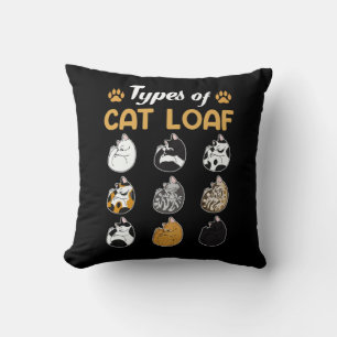 Types of Cat Loaf Cute Kitten Meme Cat Bread Lover Throw Pillow