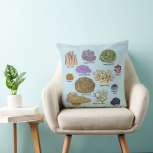 Types Of Coral Throw Pillow