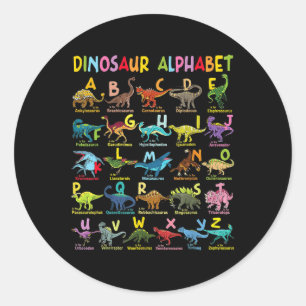 Types Of Dinosaurs Alphabet A-z Abc Dino Identific Classic Round Sticker