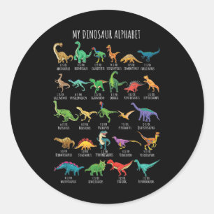 Types Of Dinosaurs Alphabet A-z Abc Dino Identific Classic Round Sticker