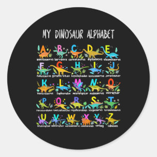 Types Of Dinosaurs Alphabet Abc Byck To School Stu Classic Round Sticker