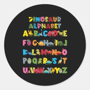 Types Of Dinosaurs Alphabet ABC Classic Round Sticker