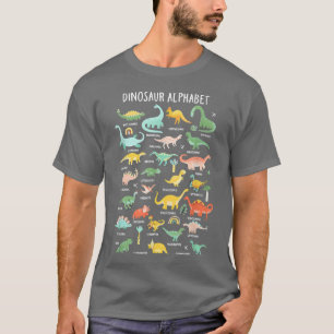 Types Of Dinosaurs Alphabet Abc For Boys Kids Back T-Shirt