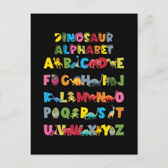 Types Of Dinosaurs Alphabet ABC Holiday Postcard (Front)