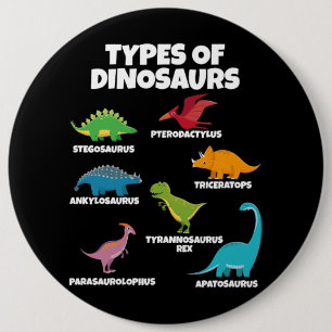Types Of Dinosaurs Dinosaur Lover for Kids 6 Inch Round Button