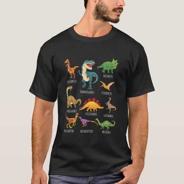 Types Of Dinosaurs S Dino Identification T-Shirt (Front)