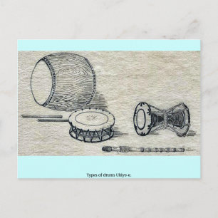 Types of drums Ukiyo-e. Postcard