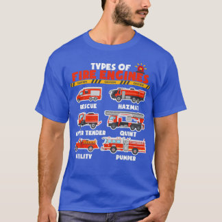 Types of Fire Engines Firefighter Vehicles Truck L T-Shirt