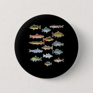 Types Of Freshwater Fish Fishing 2 Inch Round Button