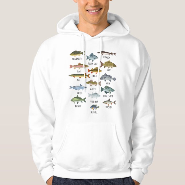 Types Of Freshwater Fish Fishing Hoodie (Front)