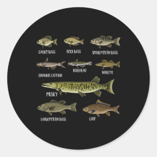 Types Of Freshwater Fish Sorts Species Fishing  Classic Round Sticker