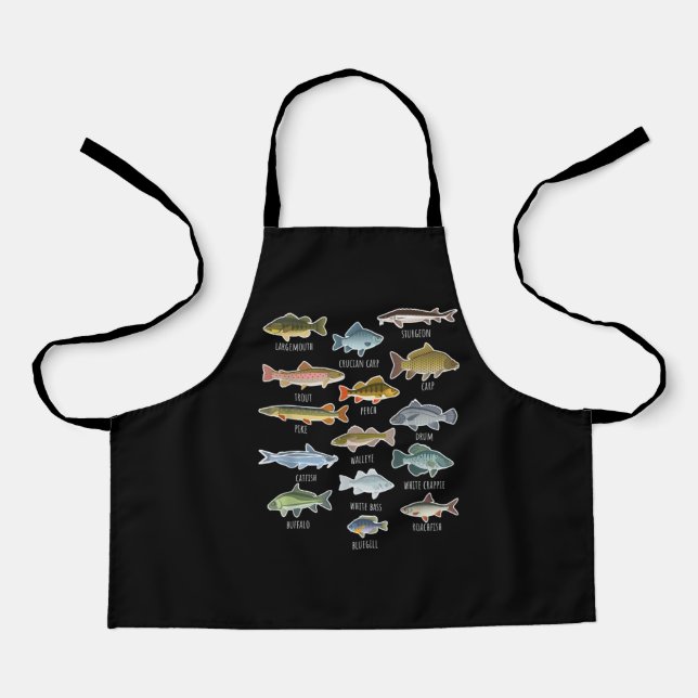 Types Of Freshwater Fish Species Fishing Apron (Front)