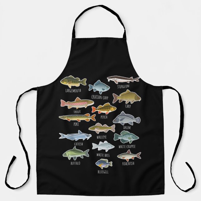 Types Of Freshwater Fish Species Fishing Apron (Front)