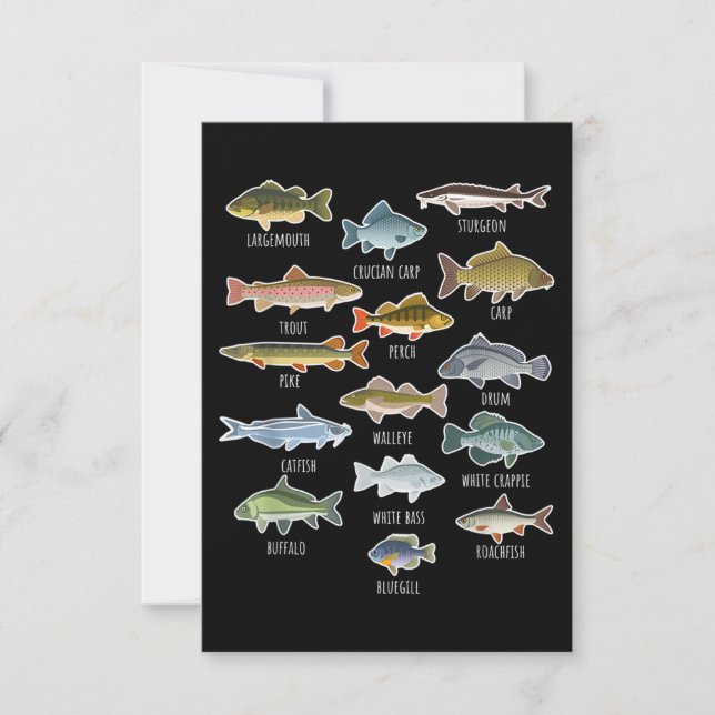 Types Of Freshwater Fish Species Fishing Card (Front)