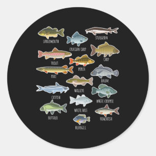 Types Of Freshwater Fish Species Fishing Classic Round Sticker