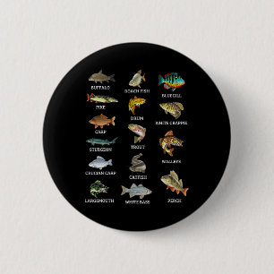 Types Of Freshwater Fish Species Fishing Fisherman 2 Inch Round Button