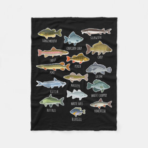 Types Of Freshwater Fish Species Fishing Fleece Blanket