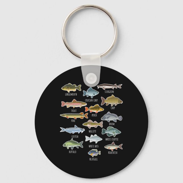 Types Of Freshwater Fish Species Fishing  Keychain (Front)